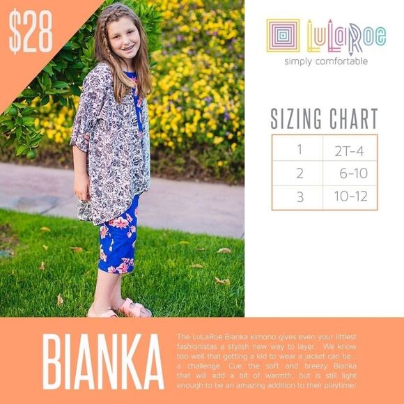 LuLaRoe Rose Print Bianka Kimono, size 3 (10/12) - Picture 5 of 5
